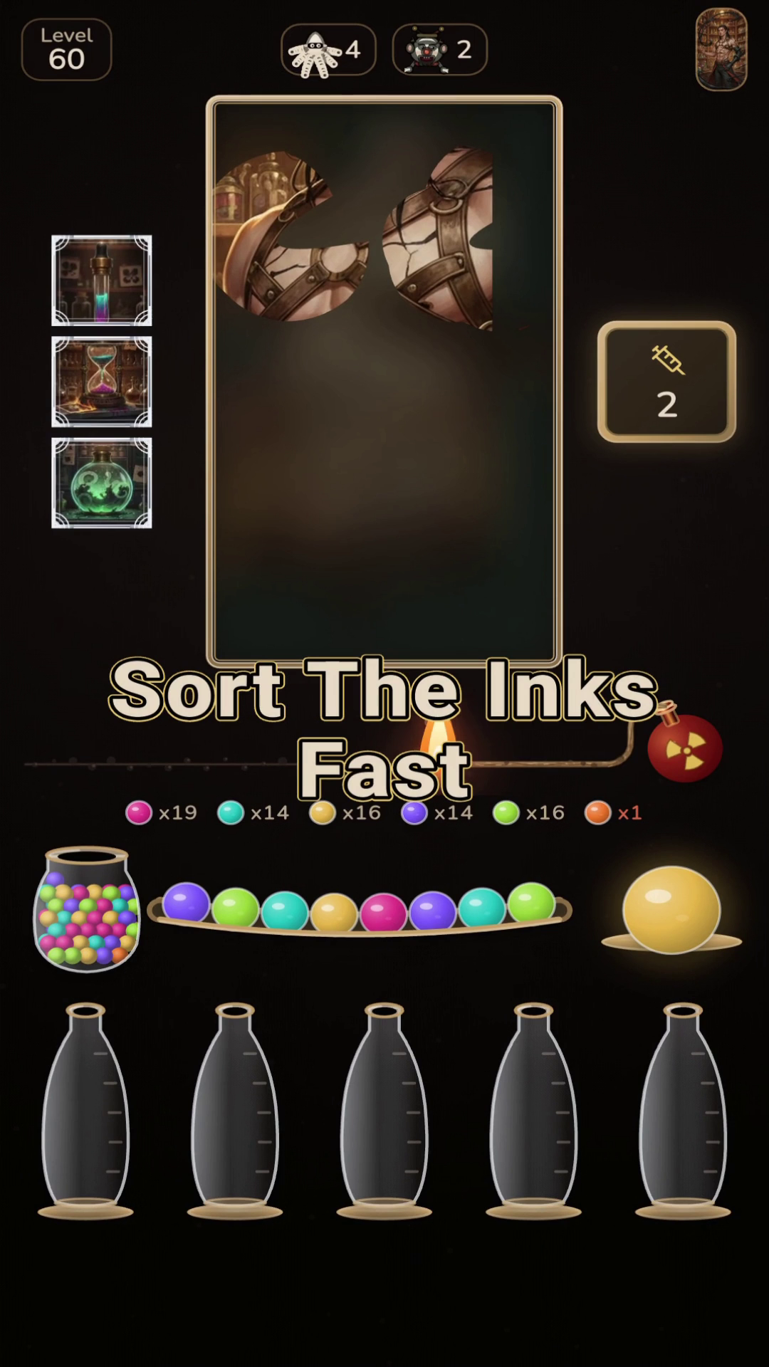Sort the inks during a solo puzzle