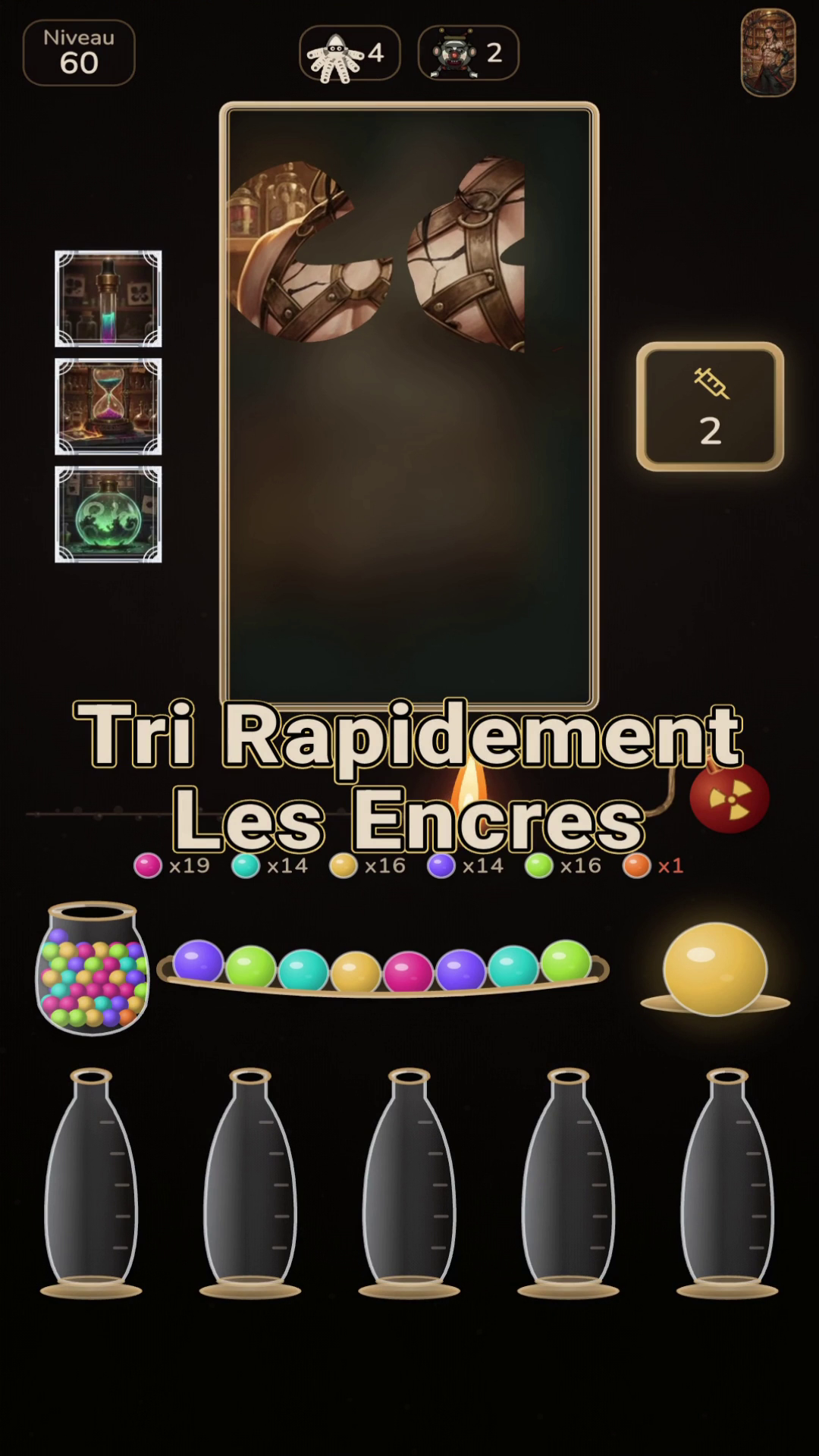 Triez les encres pendant un puzzle solo