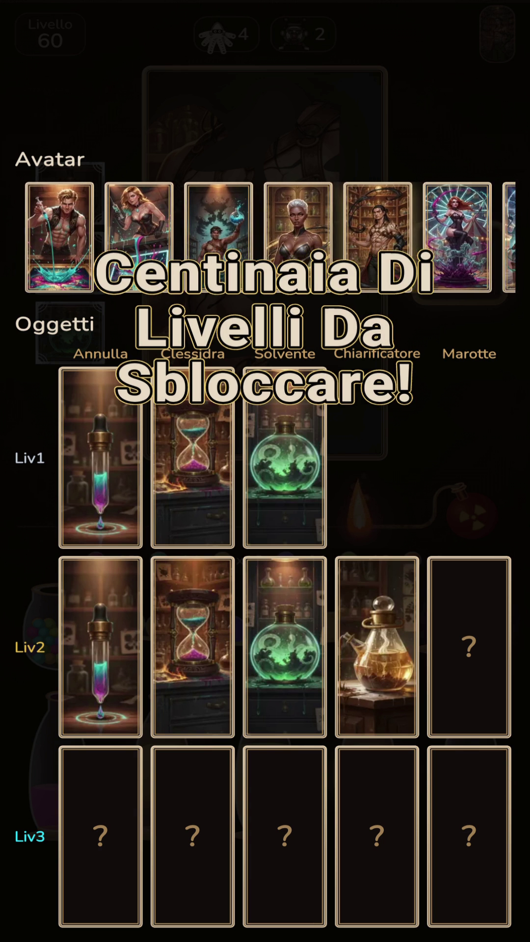 Galleria, avatar, reliquie e centinaia di livelli