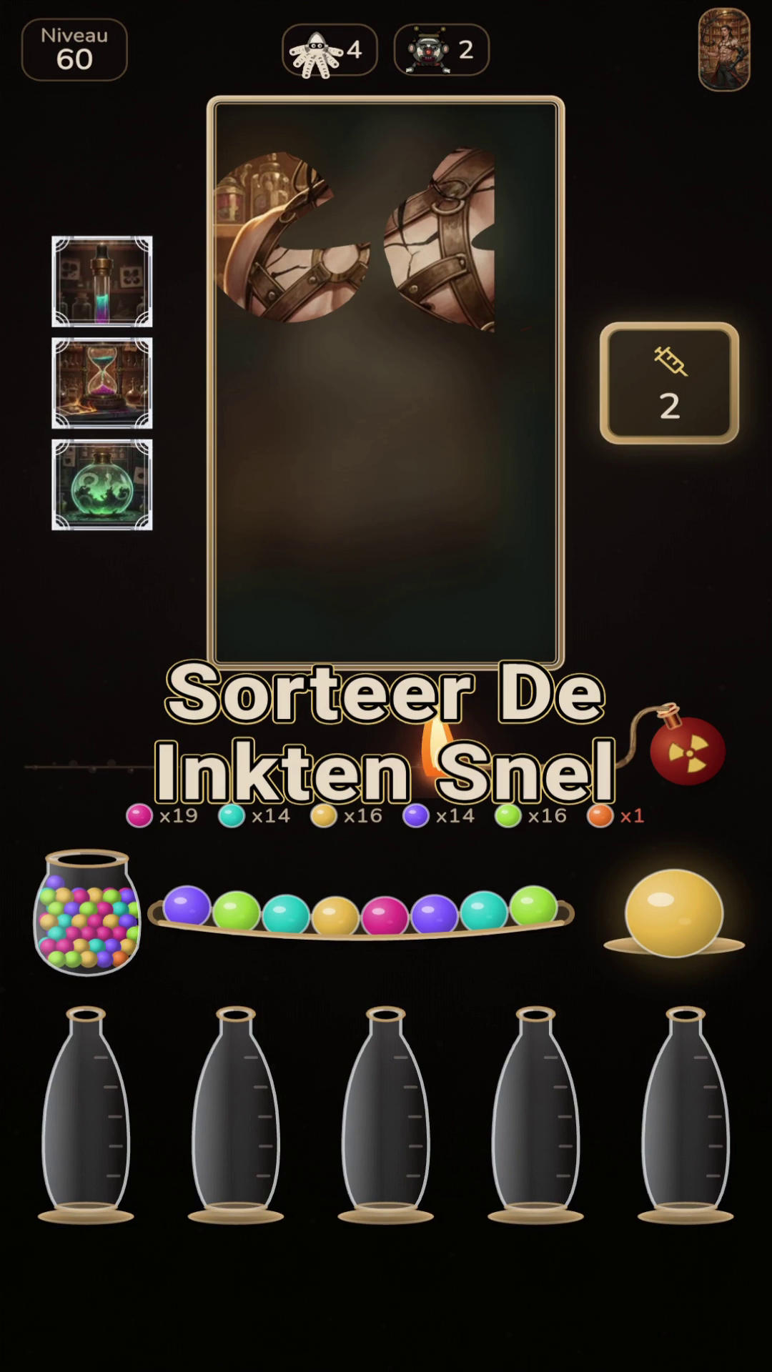 Sorteer de inkten tijdens een solo-puzzel