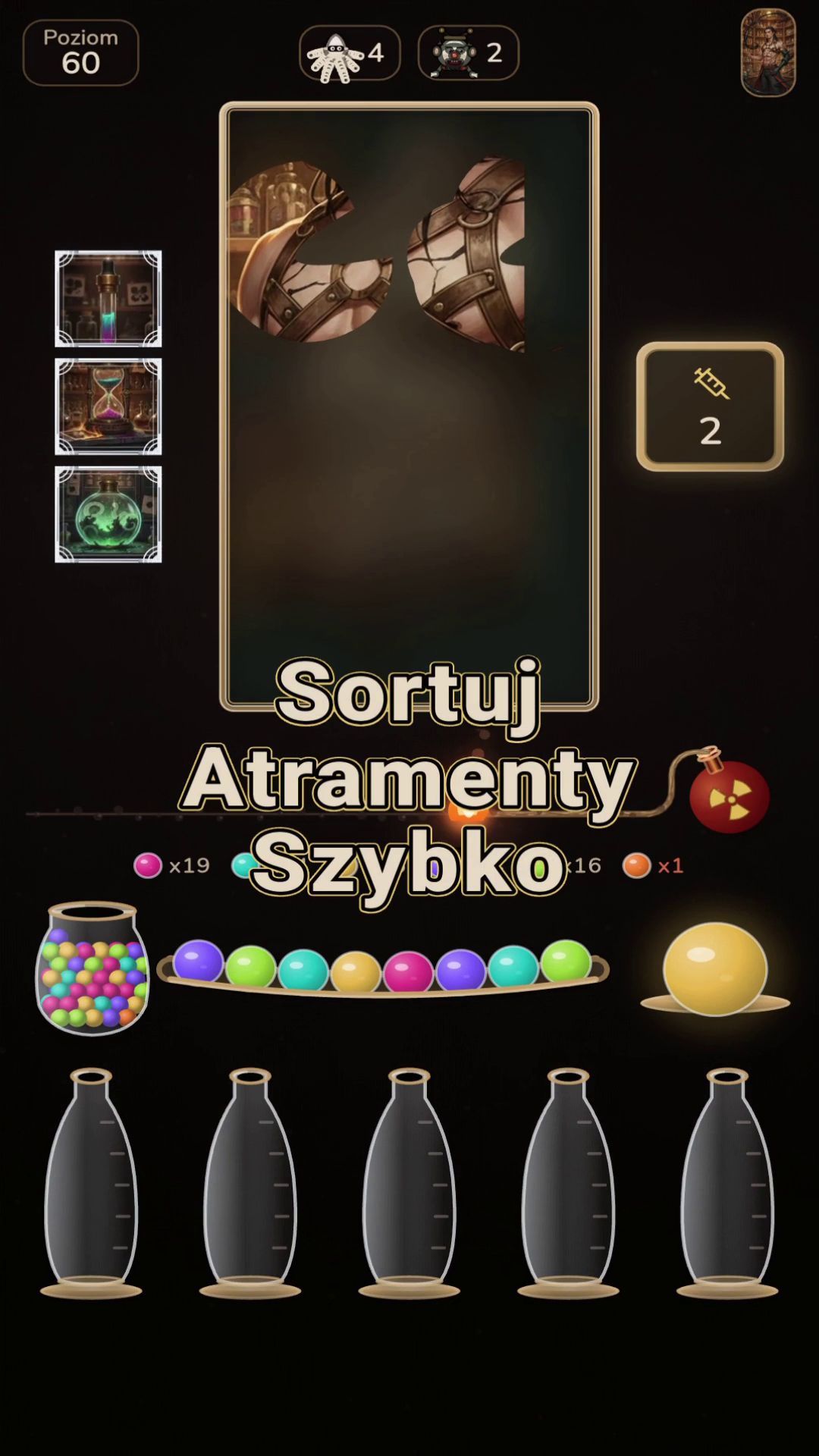 Sortuj atramenty podczas puzzla solo