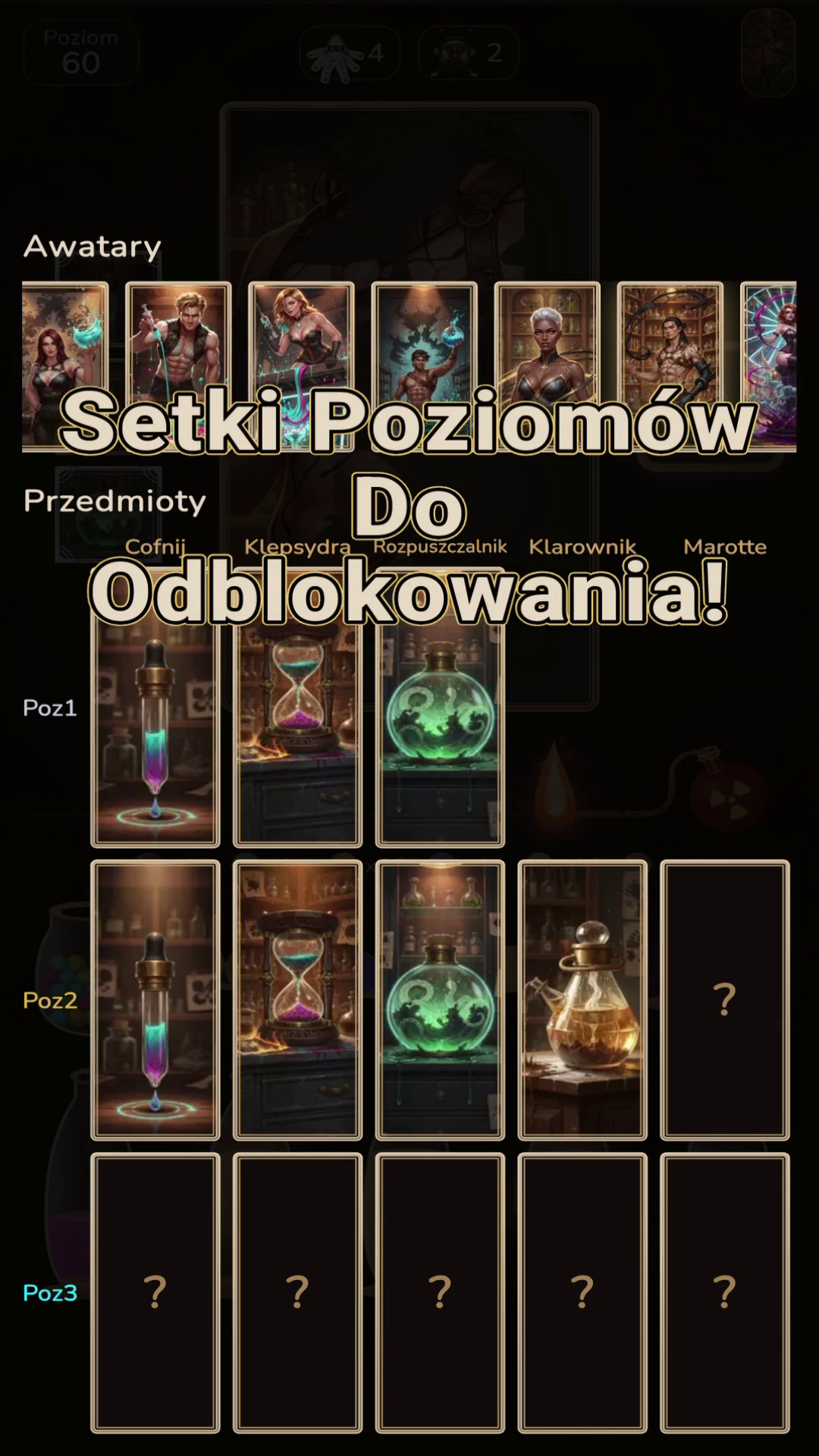 Galeria, awatary, relikty i setki poziomów