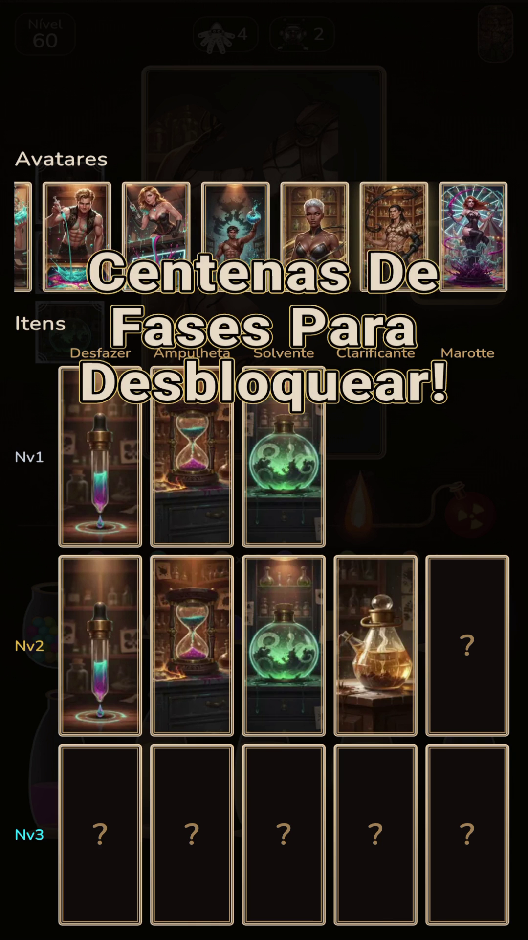 Galeria, avatares, relíquias e centenas de níveis
