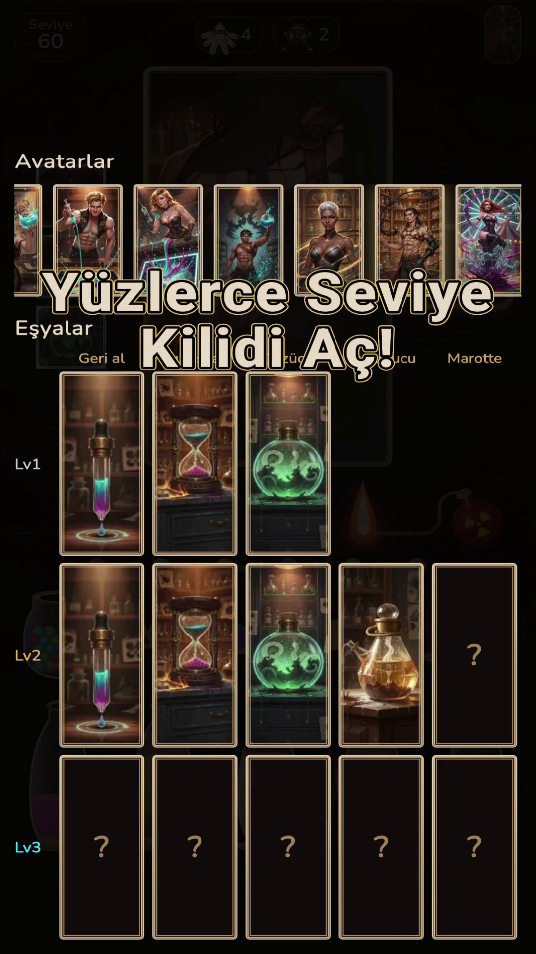 Galeri, avatarlar, kalıntılar ve yüzlerce seviye